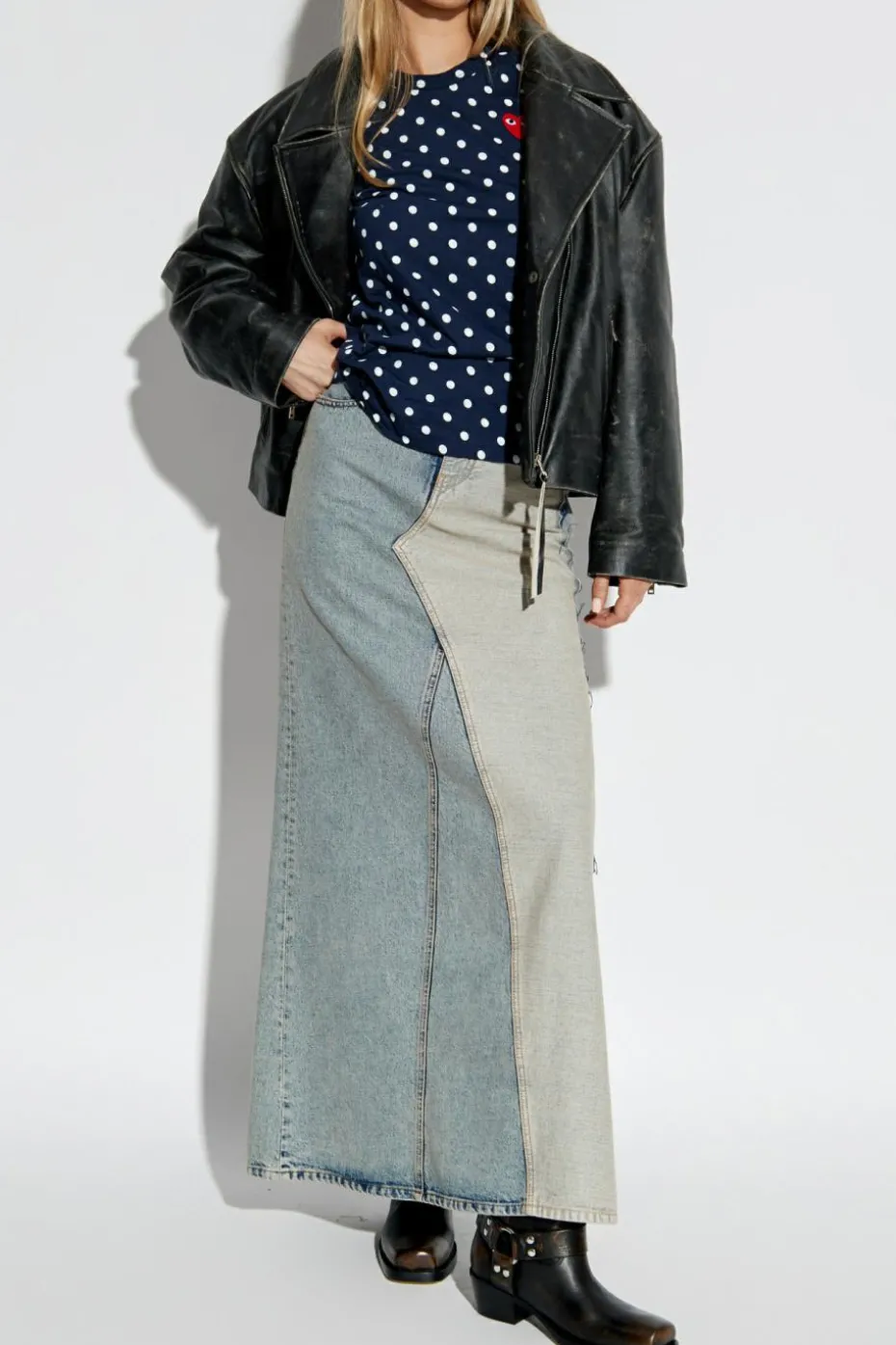 Comme des Garçons Play NAVY BLUE Polka Dot Pattern Top