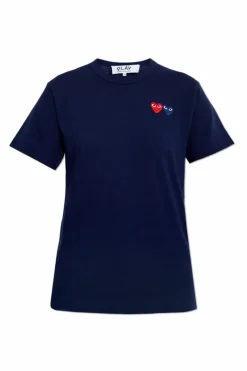 Comme des Garçons Play NAVY BLUE T-shirt with logo patches