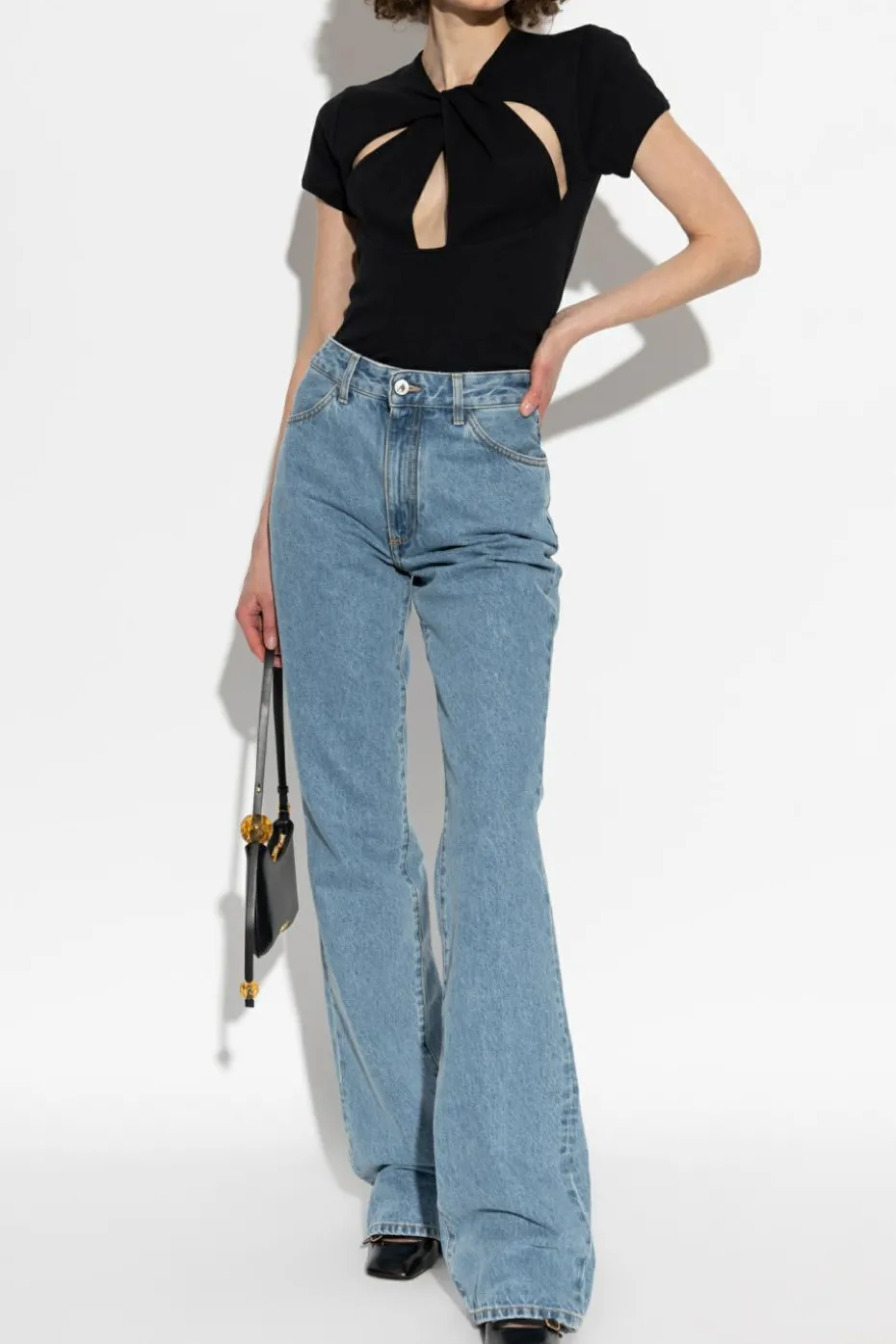 Coperni BLACK T-shirt with decorative cut-outs
