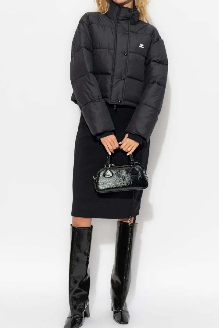 Courrèges BLACK Insulated jacket with logo