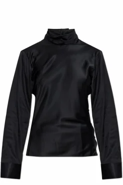 Courrèges BLACK Top with a stand-up collar