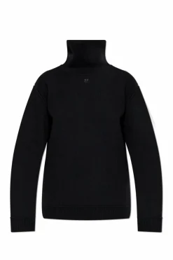 Courrèges BLACK Turtleneck with embroidered logo