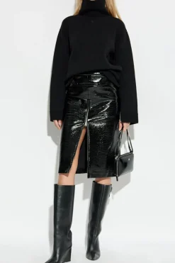 Courrèges BLACK Turtleneck with embroidered logo