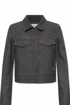 Courrèges NAVY BLUE Denim jacket with embroidered logo