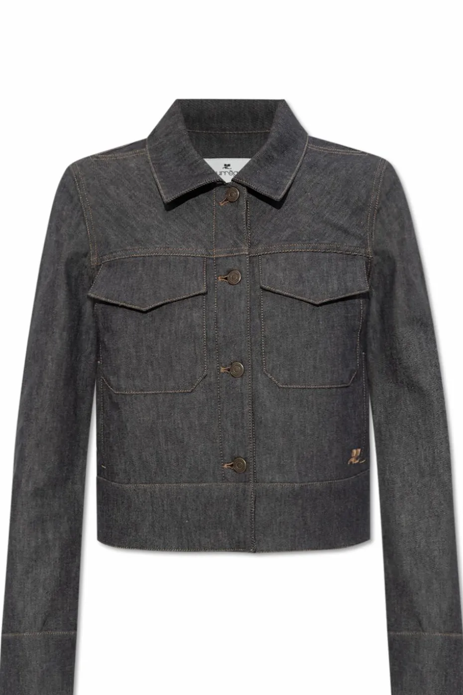 Courrèges NAVY BLUE Denim jacket with embroidered logo