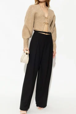Cult Gaia beige ‘Casella’ ribbed cardigan