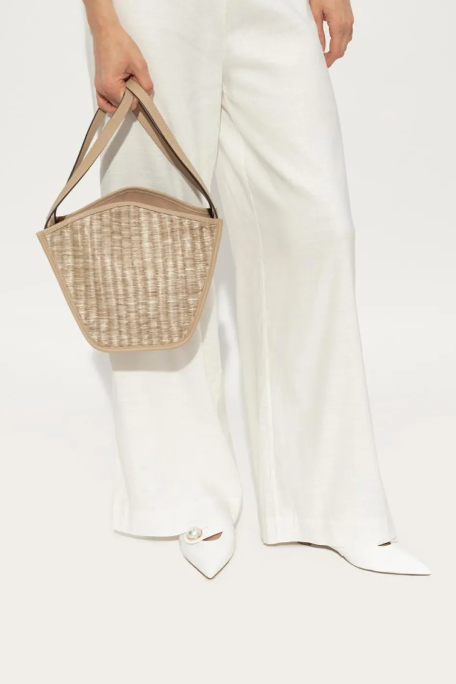 Cult Gaia beige Saddie Small Handbag by Cult Gaia