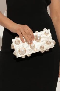 Cult Gaia cream Clutch "Orbs"