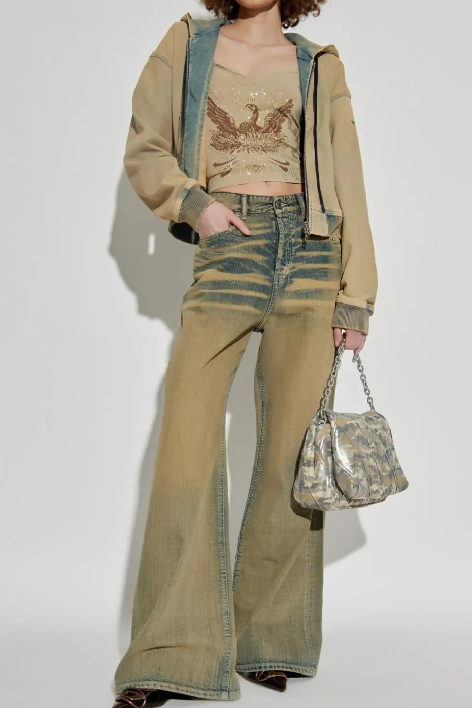 Diesel beige Sweatshirt `DE-GIRI-CROP`