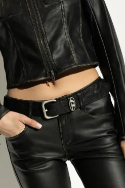 Diesel BLACK Belt OVAL D LOGO B-1DR