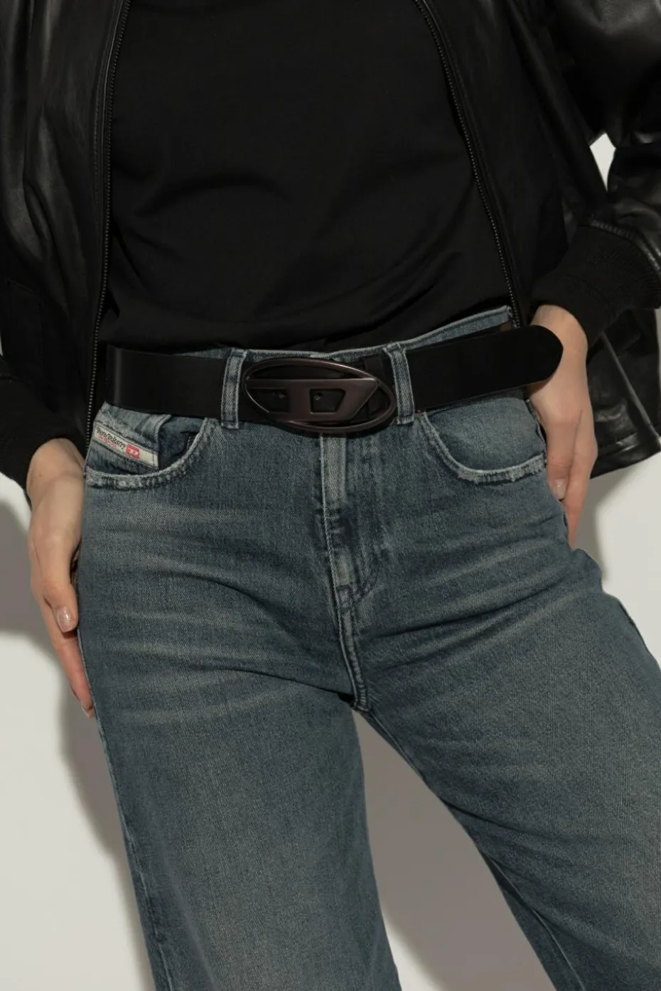 Diesel BLACK Belt OVAL D LOGO B