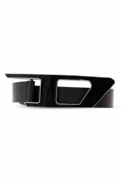 Diesel BLACK ‘D LOGO B-DLOGO II’ leather belt