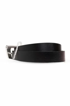 Diesel BLACK ‘D LOGO B-DLOGO II’ leather belt