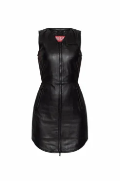 Diesel BLACK Leather dress L-ILITH