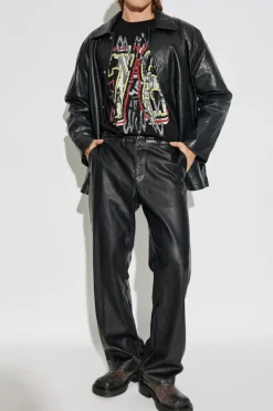 Diesel BLACK Leather jacket `L-JESS`