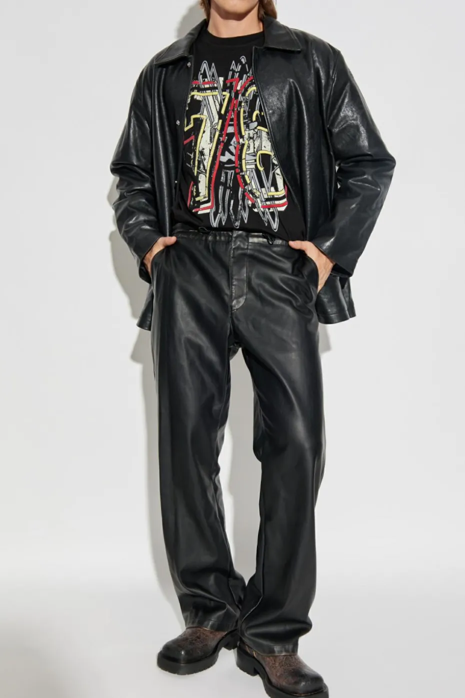 Diesel BLACK Leather jacket `L-JESS`