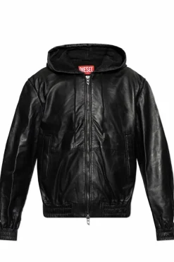 Diesel BLACK Leather jacket L-OCHS