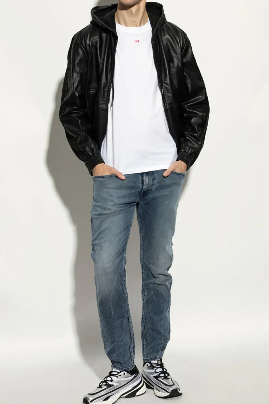 Diesel BLACK Leather jacket L-OCHS
