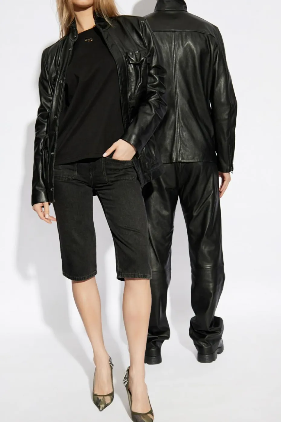 Diesel BLACK Leather jacket L-GAST