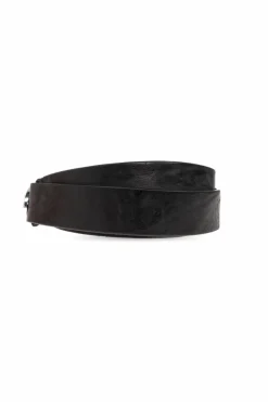 Diesel BLACK ‘OVAL D LOGO B-1DR-LAYER’ leather belt