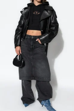 Diesel BLACK Sweatshirt with `F-SLIMMY-HOOD-OD` logo