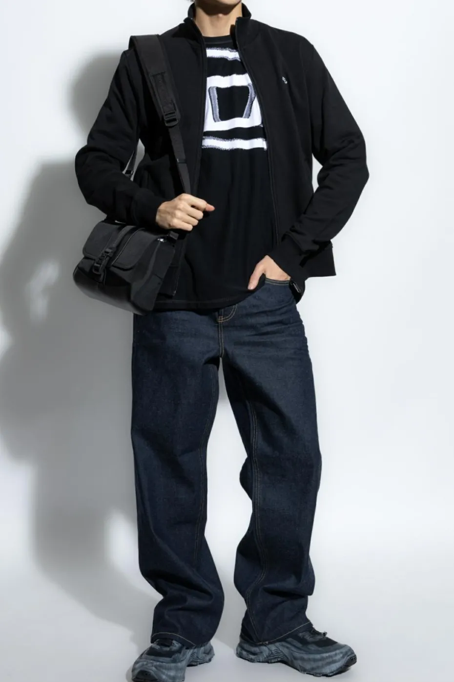 Diesel BLACK Sweatshirt with stand-up collar 'S-LOCK-DOVAL-P'