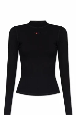 Diesel BLACK ‘T-MOKKY-LS-MICRODIV’ ribbed top