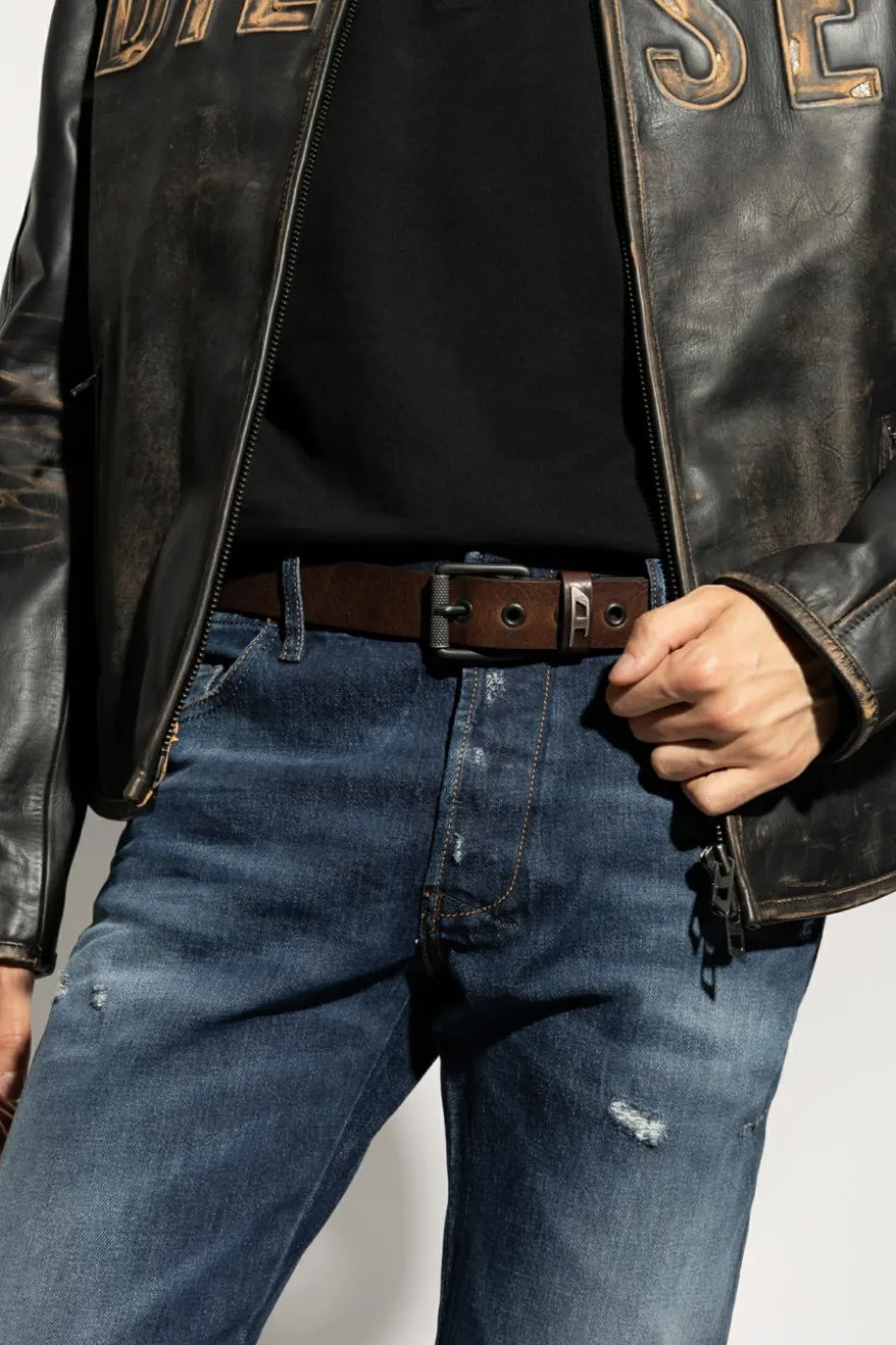 Diesel BROWN Belt with B-DAVE II logo