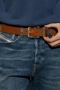 Diesel BROWN ‘DIESEL LOGO B-VISIBLE’ leather belt
