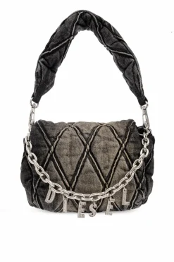 Diesel GREY ‘Charm-D’ denim shoulder bag
