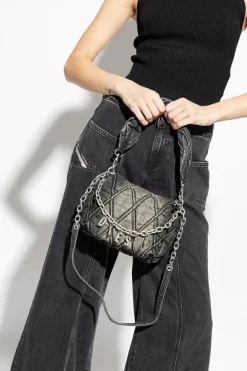 Diesel GREY ‘Charm-D’ denim shoulder bag
