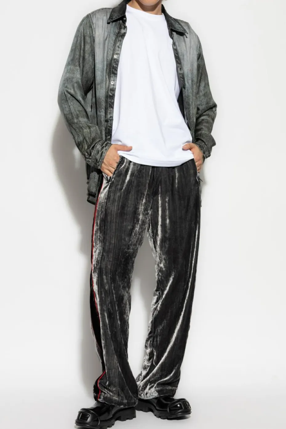 Diesel GREY Velvet sweatpants `P-HAY`