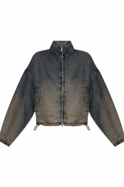 Diesel NAVY BLUE Denim jacket `DE-FLOWER-S`