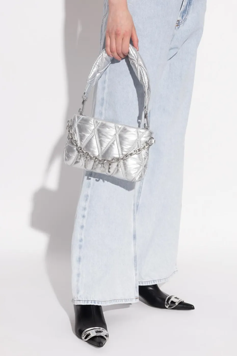 Diesel SILVER Shoulder bag "CHARM-D POUCH"