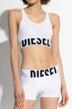 Diesel WHITE Bra UFSB-COTTON-RACE-BRALETTE