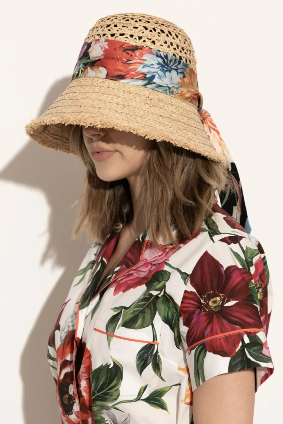 Dolce & Gabbana beige Hat with silk ribbon