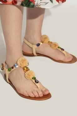 Dolce & Gabbana beige Sandals with shimmering appliqués