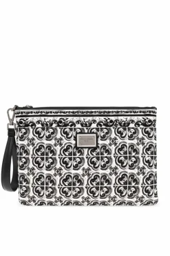 Dolce & Gabbana BLACK Clutch bag with "Majolica" print