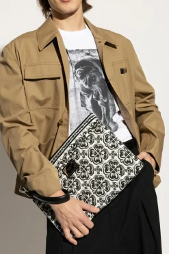 Dolce & Gabbana BLACK Clutch bag with "Majolica" print