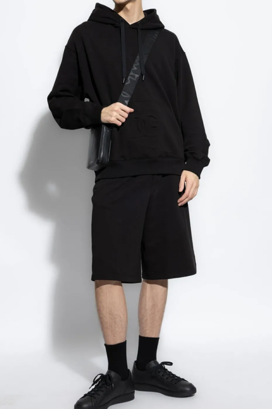 Dolce & Gabbana BLACK Cotton shorts with embossed logo