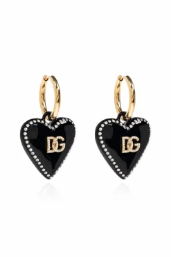 Dolce & Gabbana BLACK Earrings with heart motif pendants