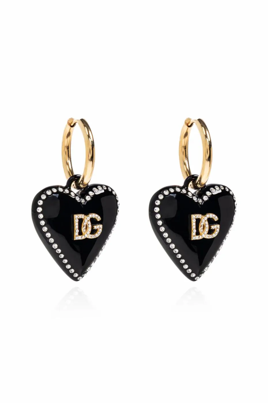 Dolce & Gabbana BLACK Earrings with heart motif pendants