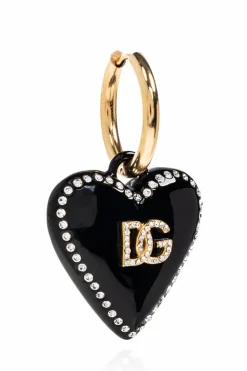Dolce & Gabbana BLACK Earrings with heart motif pendants