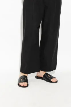 Dolce & Gabbana BLACK Leather slides with logo