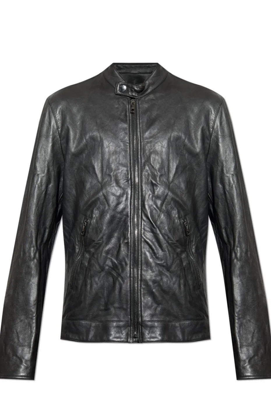 Dolce & Gabbana BLACK Leather jacket with stand-up collar