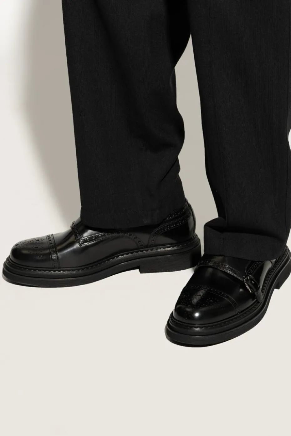 Dolce & Gabbana BLACK Leather shoes with decorative perforation
