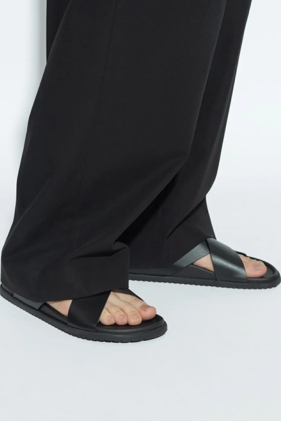 Dolce & Gabbana BLACK Leather slides with logo-shaped appliqué