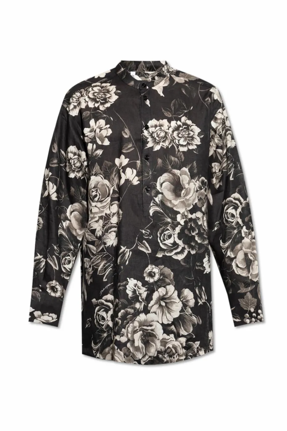 Dolce & Gabbana BLACK Linen shirt with floral pattern