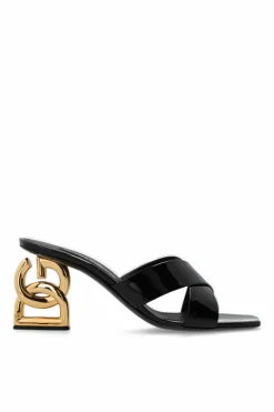 Dolce & Gabbana BLACK Logo-shaped heel slides
