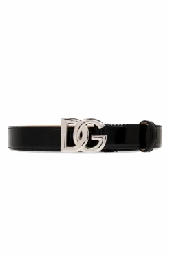 Dolce & Gabbana BLACK Patent leather belt with logo